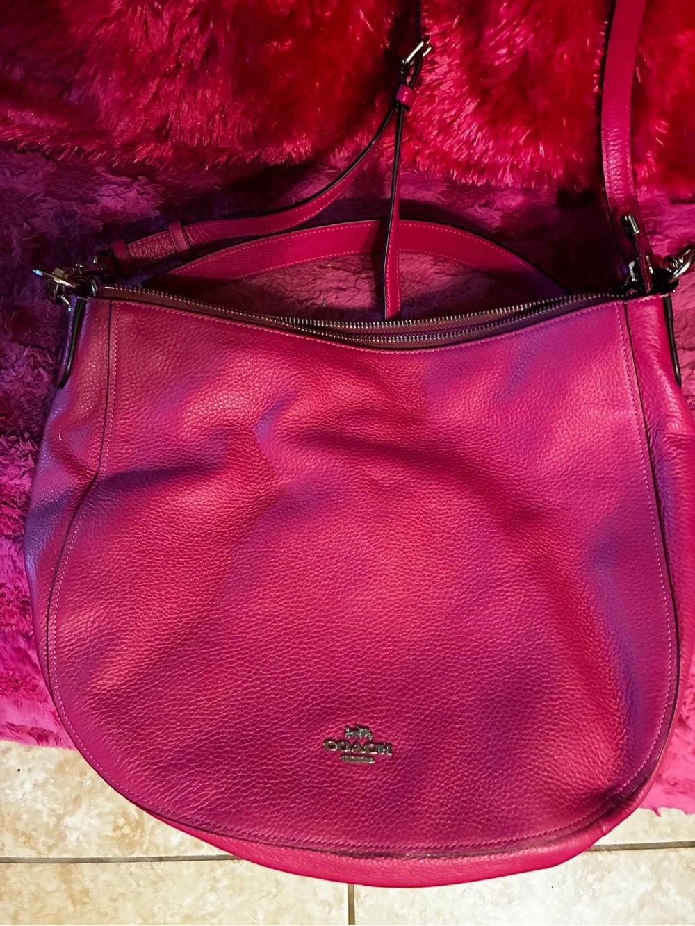 Coach Hot Pink Leather Shoulder Bag